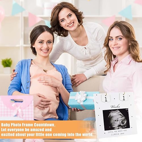 Miniatura 6 de NQEUEPN Marco de fotos de sonograma, marco de fotos de ecografía para bebé, marco de fotos de ultrasonido, cuenta regresiva, semanas de embarazo,