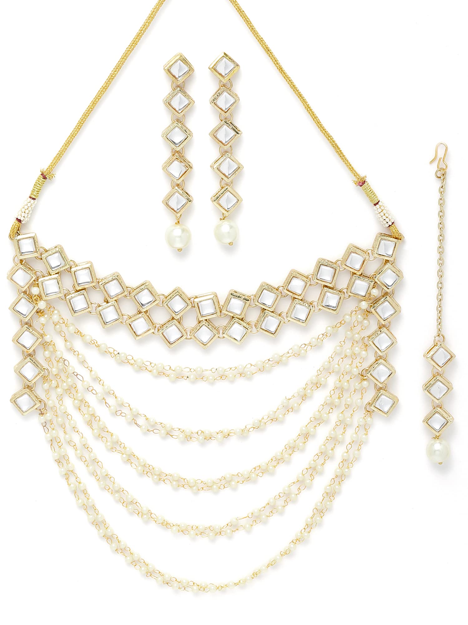 Karatcart Gold Plated Pearl Chain Kundan Necklace Set for Women (B0B3S9XMPZ) Amazon Price History, Amazon Price Tracker