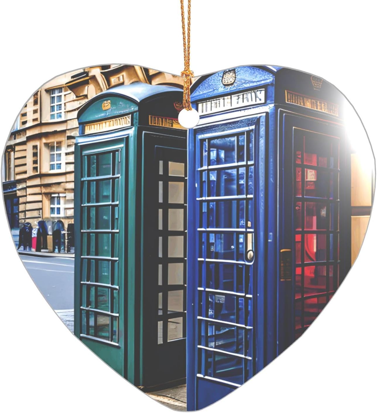 Ornamenti natalizi in acrilico a forma di cabina telefonica britannica, da appendere, decorazione natalizia per feste in casa