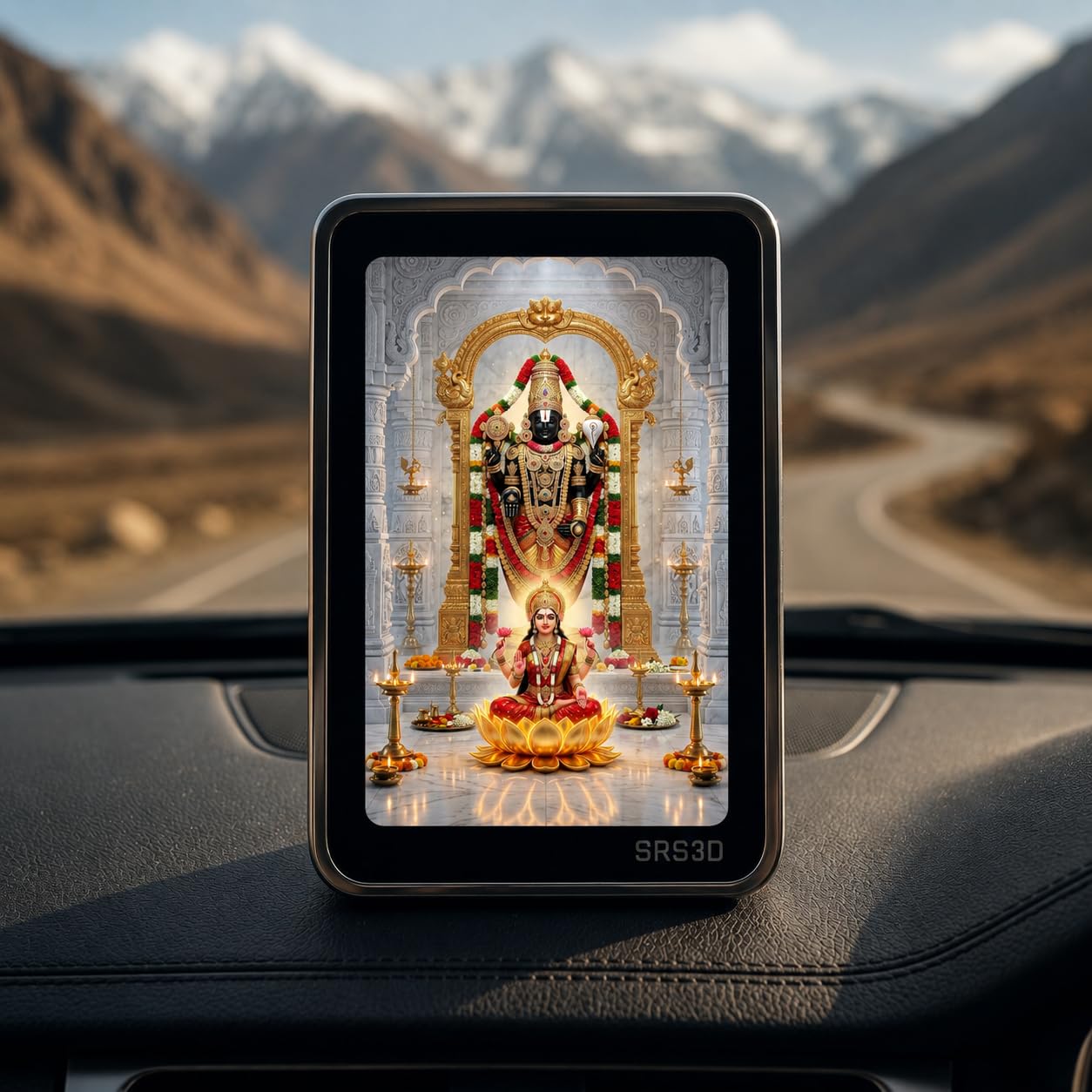 Tirupati Balaj Car Dashboard Dual Side Frame | Personalized |Home | Desk | Office | Small Glow Frame 4x3x1.5 INCH | Multi Color Light | Inside & Outside Visible |-image-18