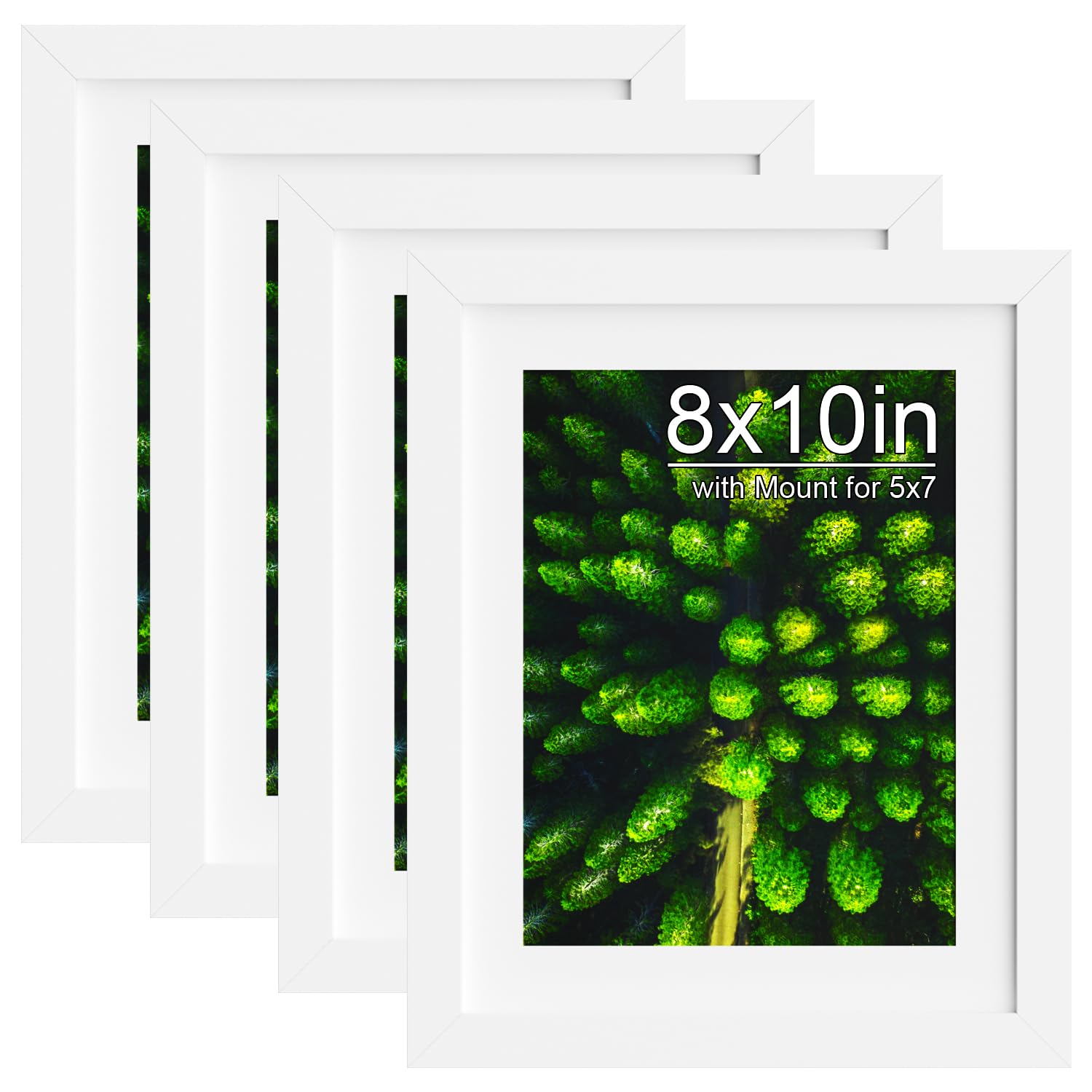 Pycisid 10x8 Photo Frame Pack of 4, White 8x10 Picture Frame with 5x7 Mount — image 1