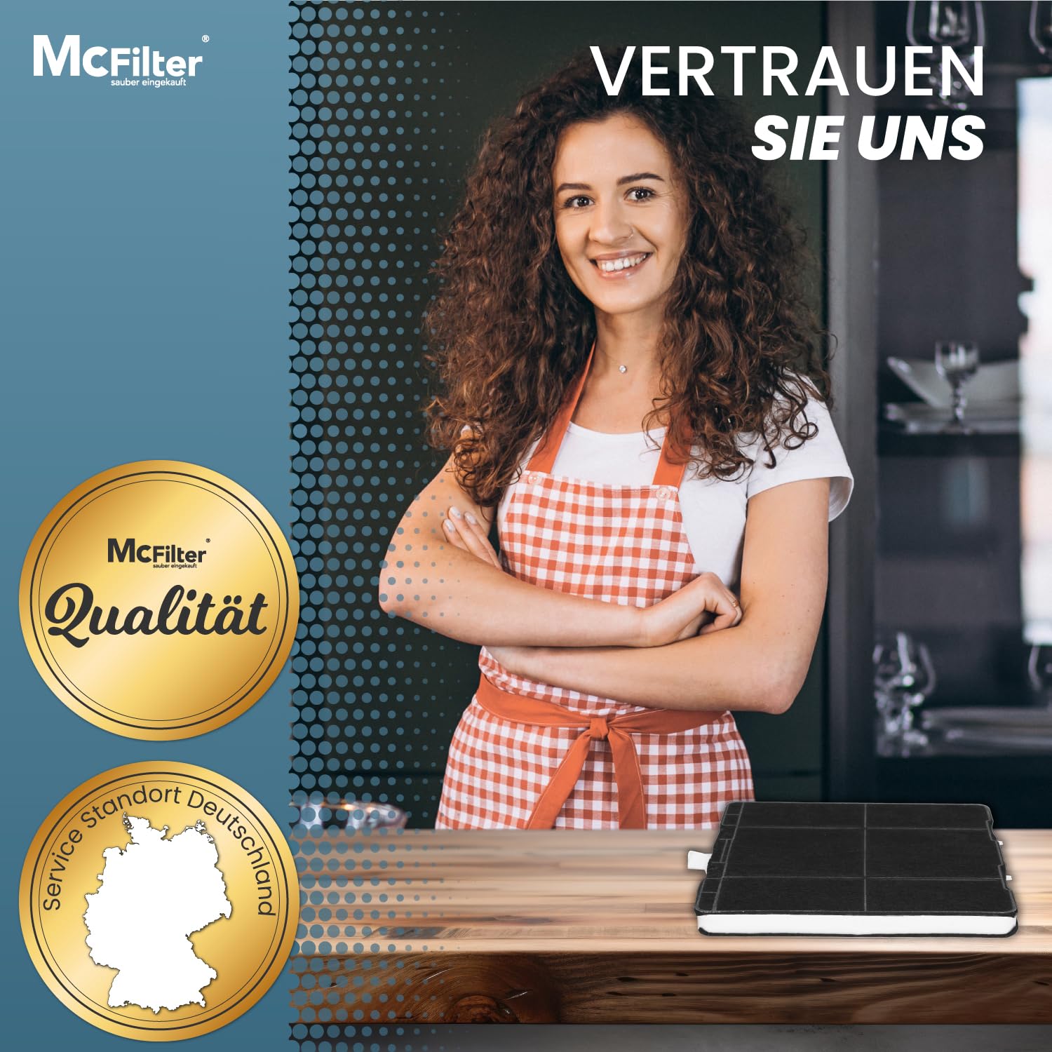 McFilter I 2x Aktivkohlefilter für Dunstabzugshaube geeignet für Kohlefilter Bosch 00705431, 11026769, DHZ5326, Siemens LZ53250, LZ53251, LZ53650, Neff Z5101X1, Z5101X5, Z5105X5 Filter für Abzugshaube