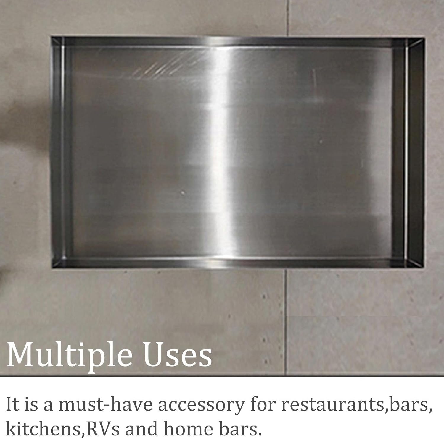 Rectangular Stainless Steel Tray,Water Collection Tray,Stainless Steel Washer Machine Drip Drain Pan No Drain 26''X18'x1'' for Home Kitchen Water Storage