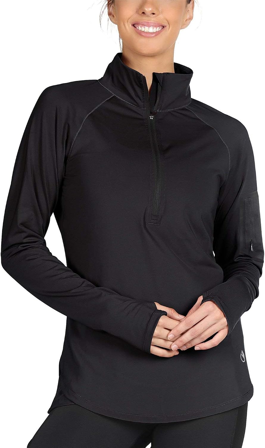 icyzone Women's Workout Yoga Track Jacket 1/2 Zip Long Sleeve Running Shirt