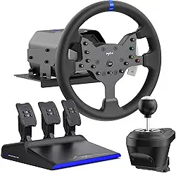 PXN V99 Force Feedback Steering Wheel, 270-900 Degree, with 3 - Pedals and Shifter Bundle for PC, PS4, Xbox One, Xbox Series X/S