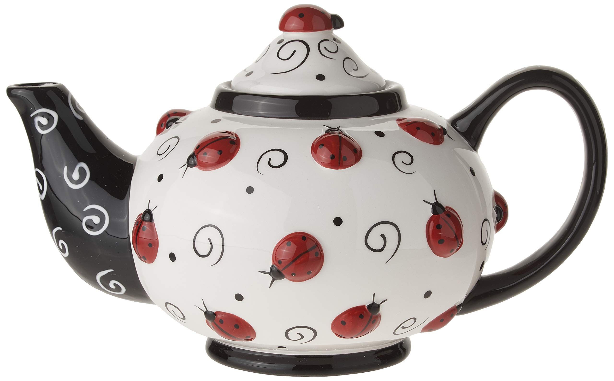 Ladybug With Swirls Teapot For Kitchen Decor And Teas