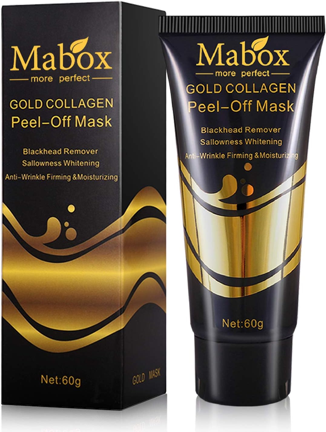 24K Gold Facial Mask with Anti Aging and Wrinkle Formula Collagen Peel-Off Mask Brightens & Firms skin while helping remove and prevent blackheads and discoloration