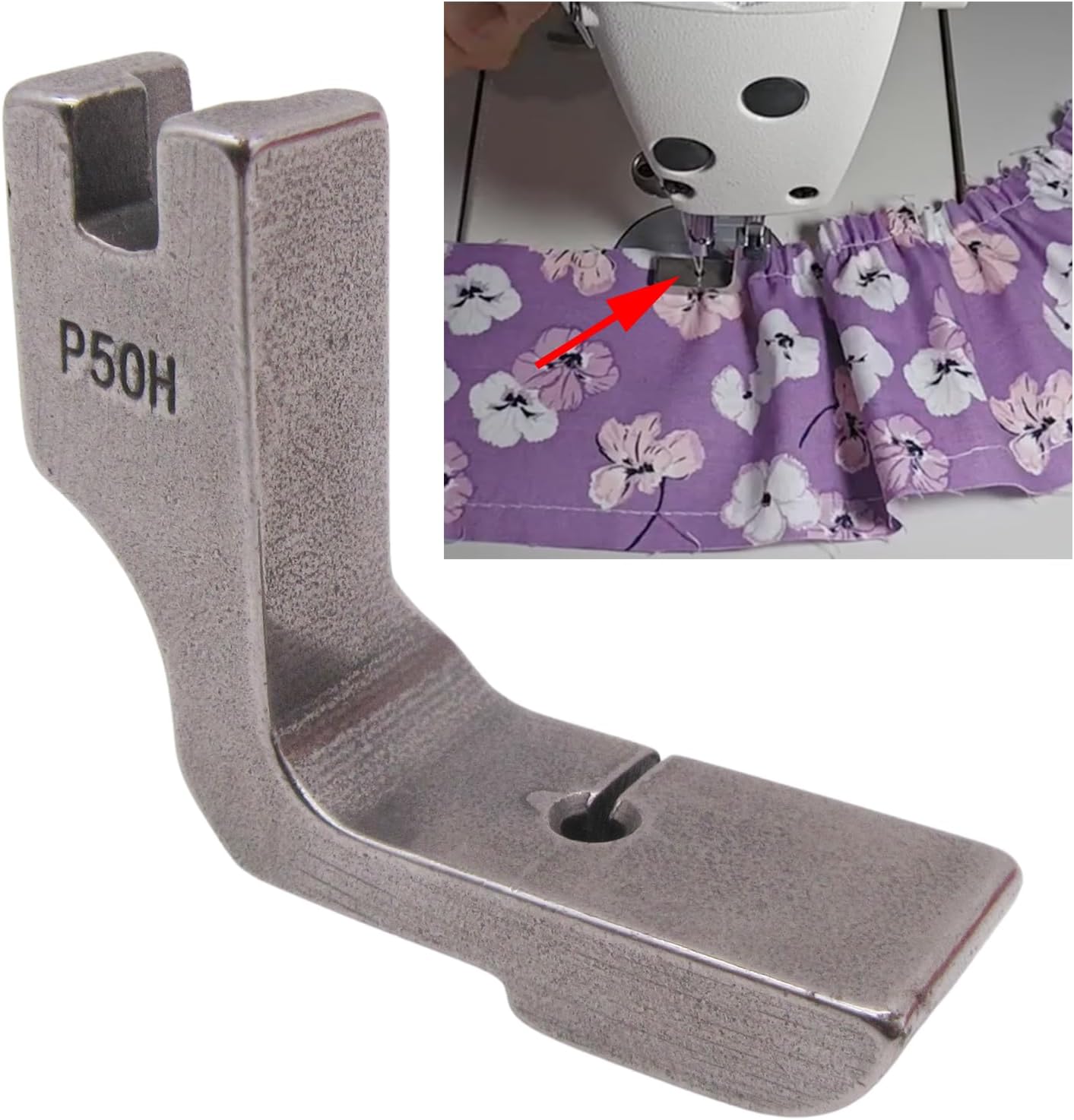 CKPSMS Brand - 1PCS High Step Shirring(Gathering) Foot (P50H=120828H) Compatible with/Replacement for JUKI, BROTHER, SINGER & More Sewing Machine Gathering Foot