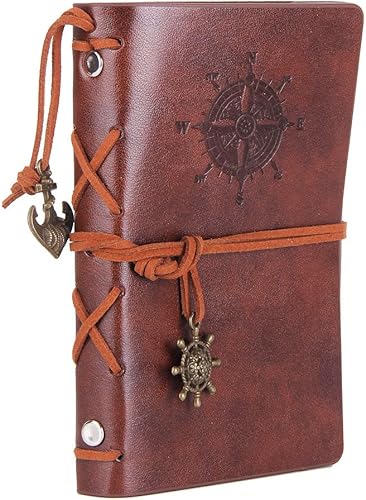 Vista 41 de Diario con tapas de cuero estilo retro, en blanco, con cuerda náutica, gris 7 pulgadas Gris,Negro -,Marrón,Rojo Marrón,Café,Azul oscuro,Verde