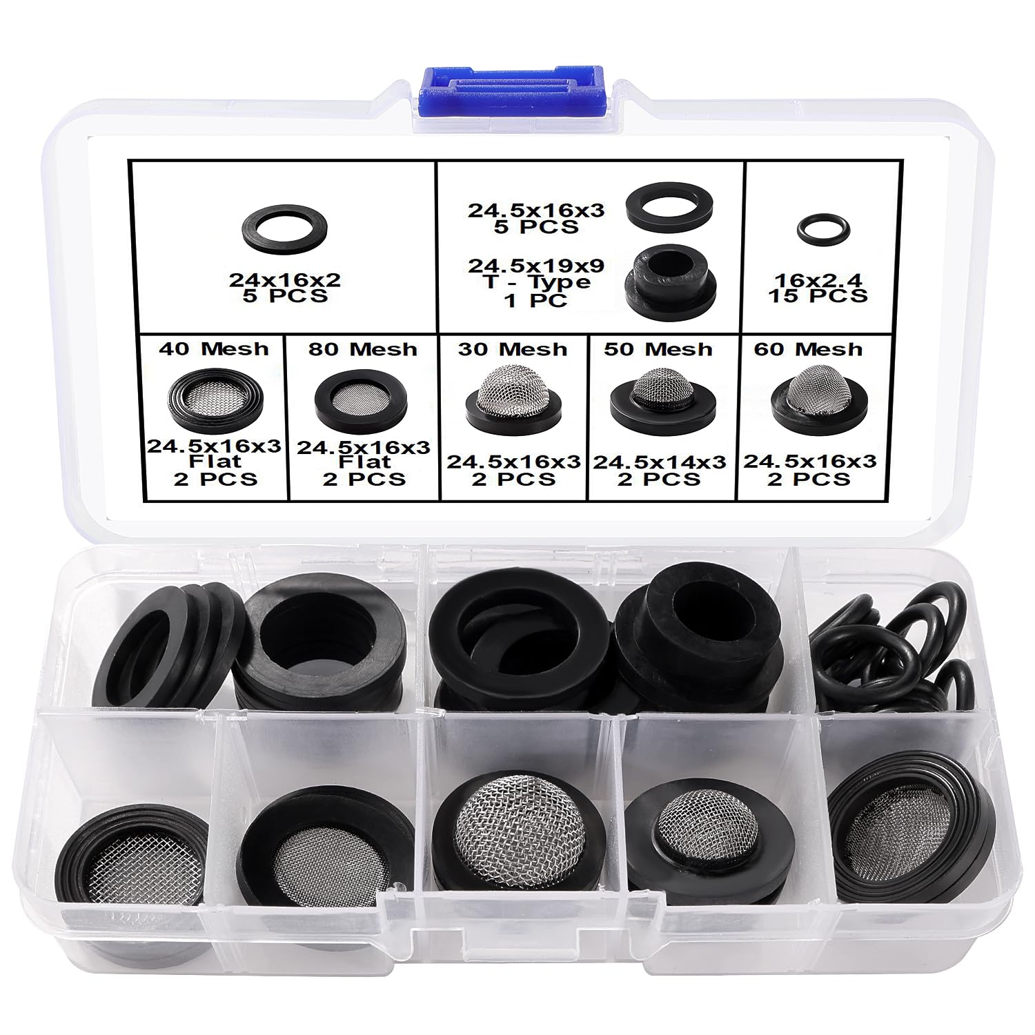 Lyeteung 36 PCS 3/4 Inch Hose Washers and Filter Mesh Washer Kit, Mesh Rubber Washers, Seal O Ring Gasket