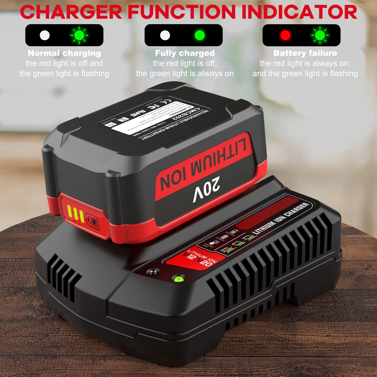ANTRobut CMCB104 Chargeur de Rechange Craftsman 20 V pour Batterie CMCB201 CMCB202 CMCB204 CMCB205 CMCB209 V20