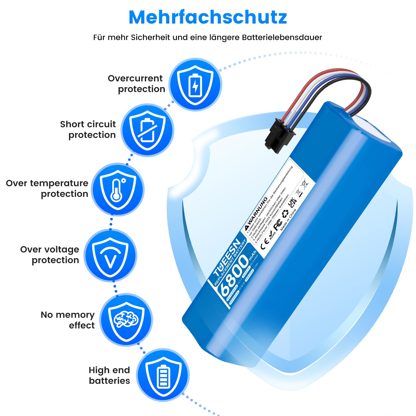 14,4V 6800mah Ersatzakku für Dreame L10s Ultra,D9 Pro D9 Max,D10/D10 Plus/D10s/L10/ L10s/Z10 Pro