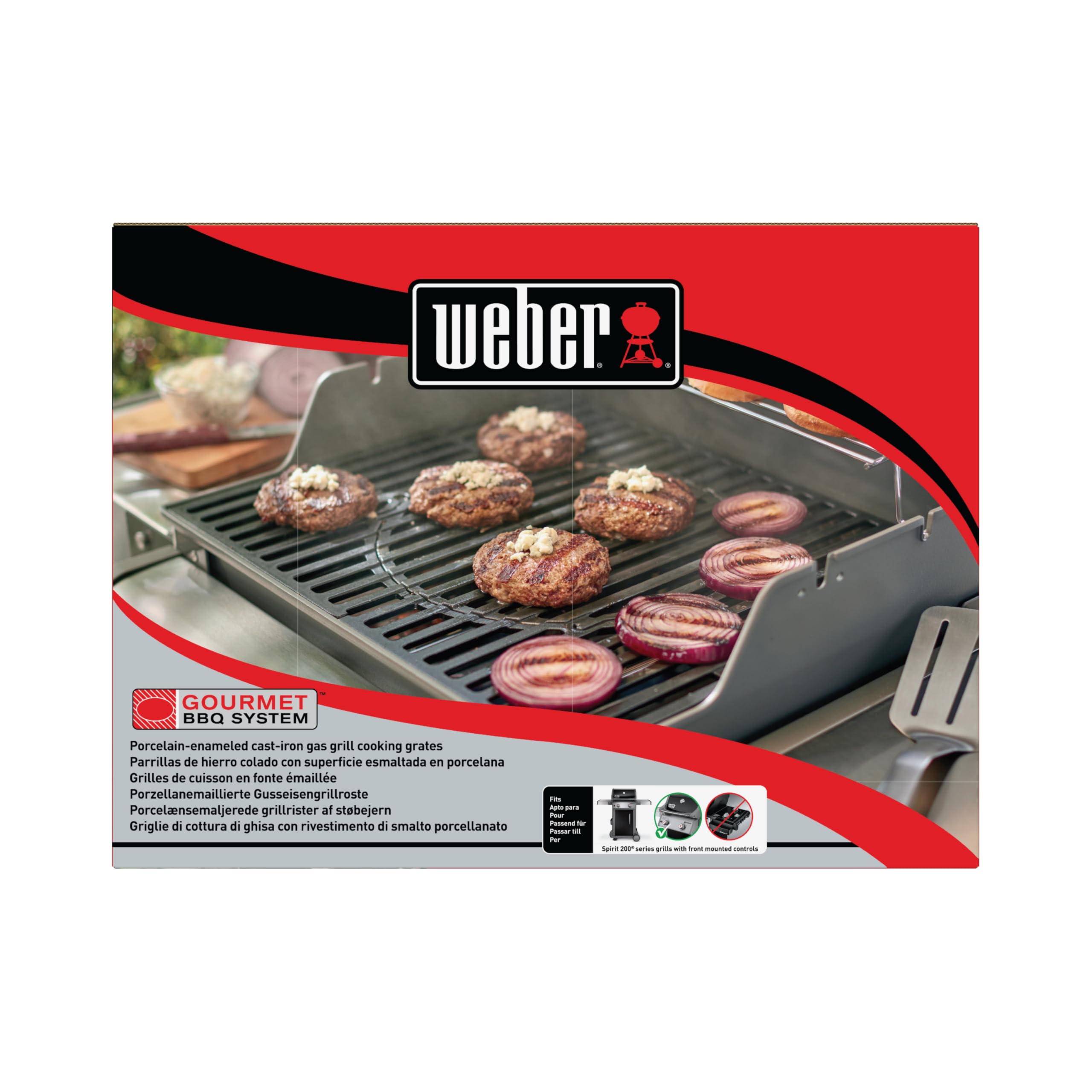 Weber Griglie di Cottura per Spirit Serie 200 e 300 (dal 2025) e Serie 200 (Prima del 2025) / in ghisa, Sistema Gourmet BBQ, Calore Uniforme, robuste e Facili da Pulire – Nero (8846)