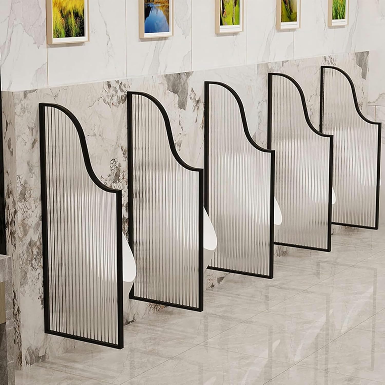 Durable Hardened Glass Urinal Partition - Men's Toilet Divider Privacy Screen for Public Restrooms & Hotels - Stylish Bathroom Accessories & Urinal Privacy Shield