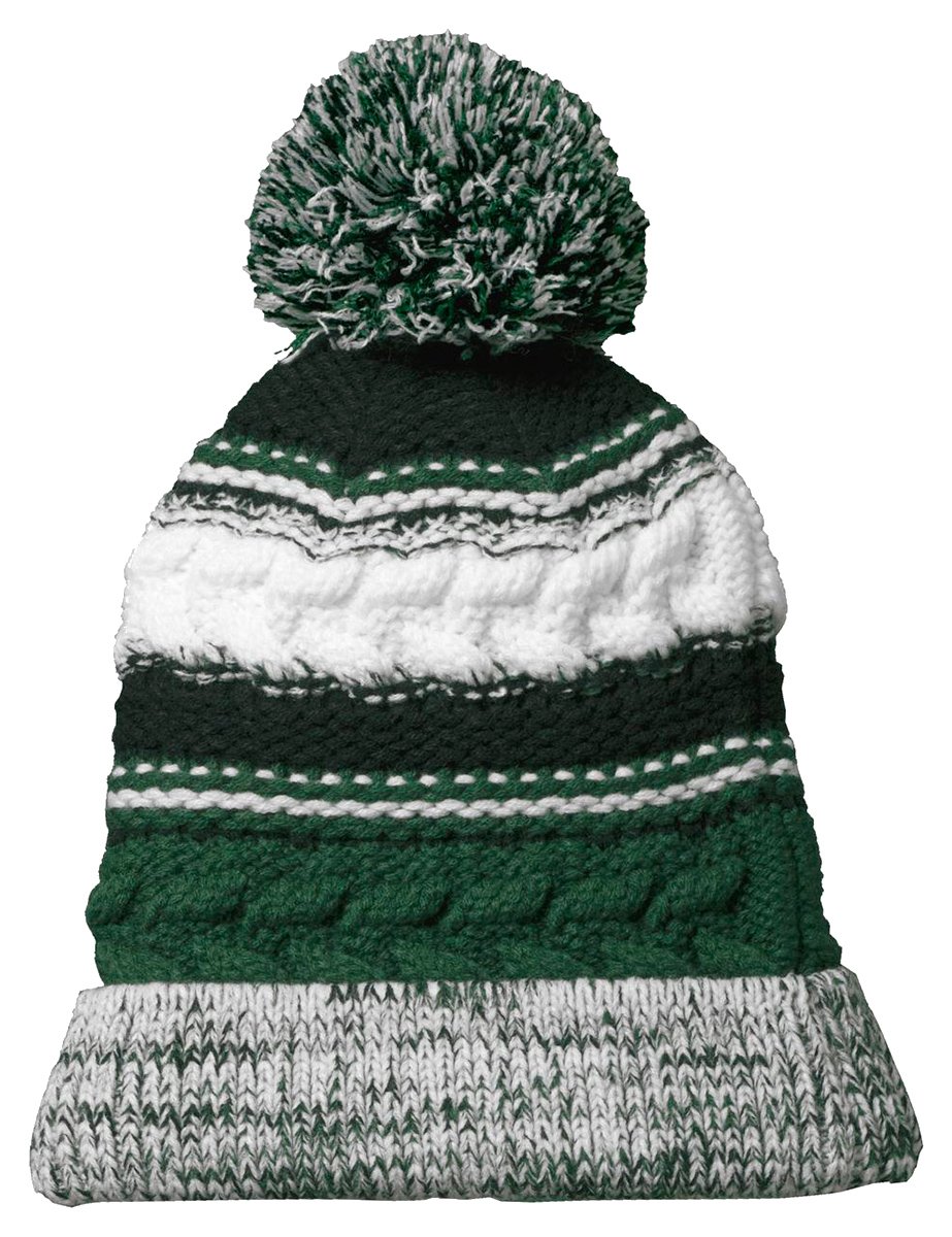 SPORT-TEKMen's Pom Pom Team Beanie - Forest Green/ Black/ White STC21 OS