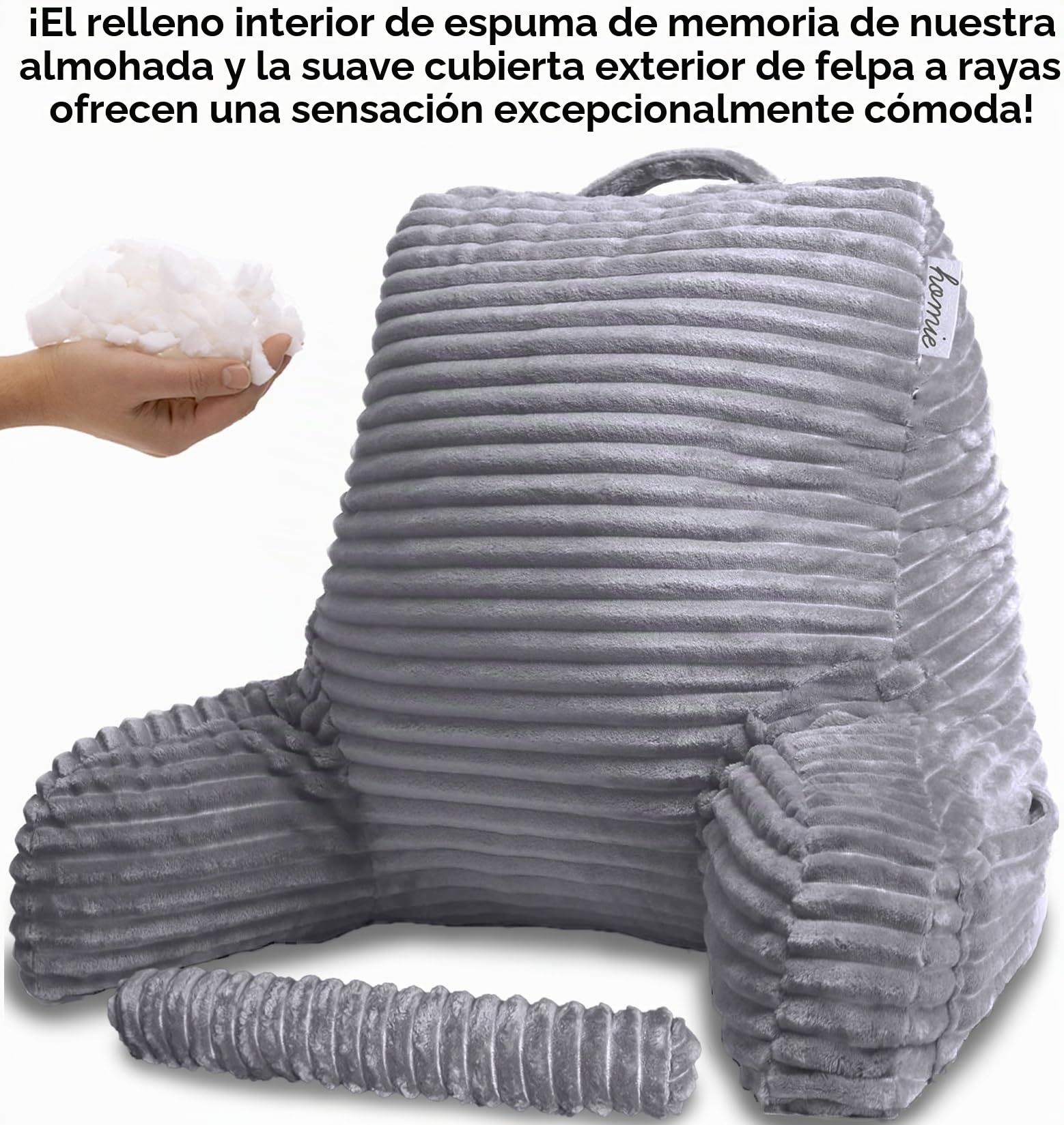 Homie Almohada para Reposo en Cama de Lectura de Primera Soporte para la muñeca, Tiene reposabrazos