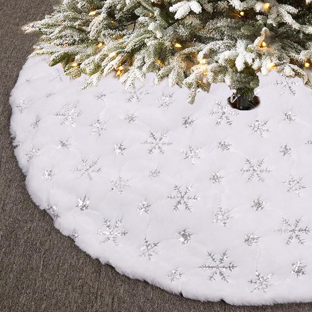 Wambere Plush Christmas Tree Skirt Carpet Christmas Round Christmas Tree Stand Covers Christmas Tree Skirt Christmas Tree Skirt Christmas Tree Decoration Christmas Decoration Christmas Decoration - Image 2