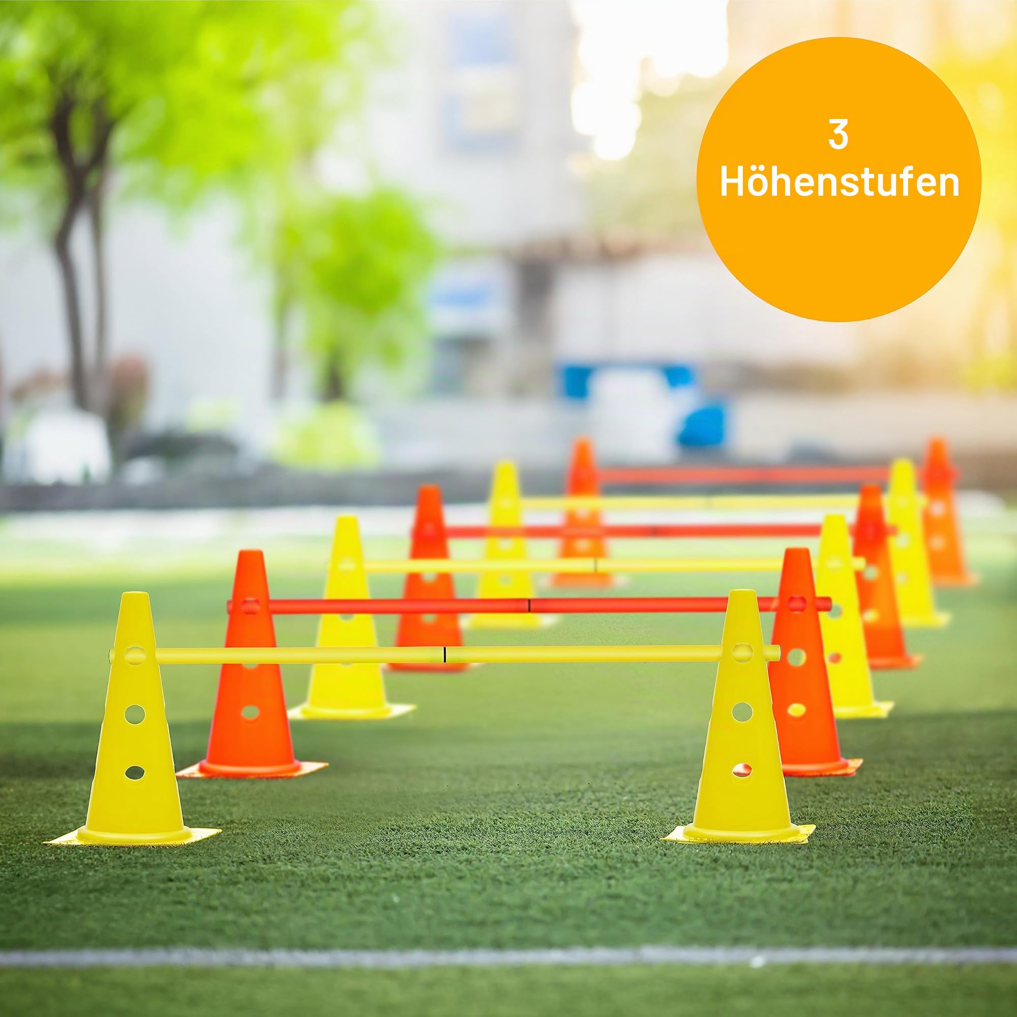 Bramble - 18-teiliges Steckhürdenset Koordinationstraining mit Transporttasche - Kegel & Stangen - Hindernisse für Fußball, Sport, Training, Kinder, Erwachsene & Hunde