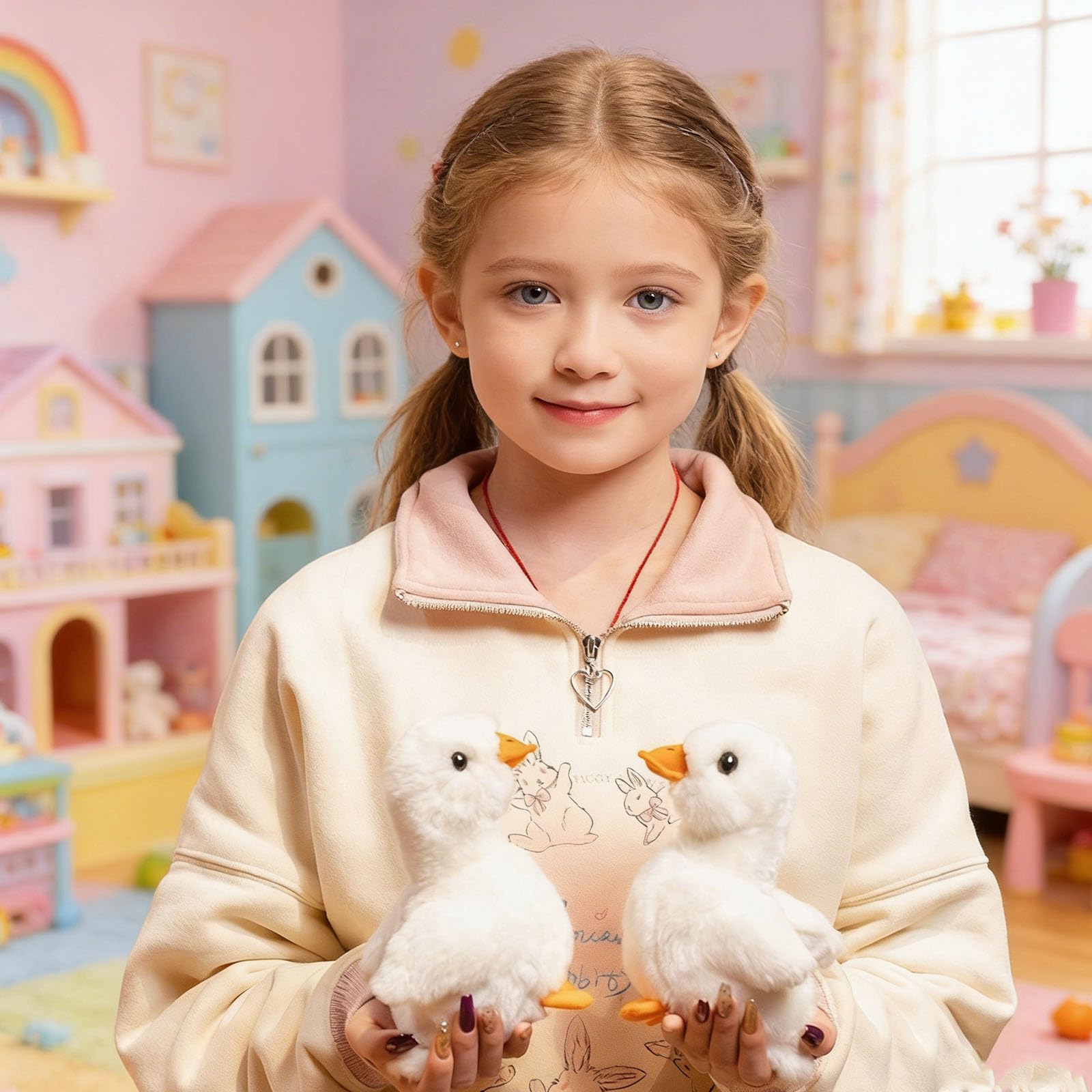 Peluche, Peluche Anatra Bianca Simpatico Anatroccolo Regalo Bambini