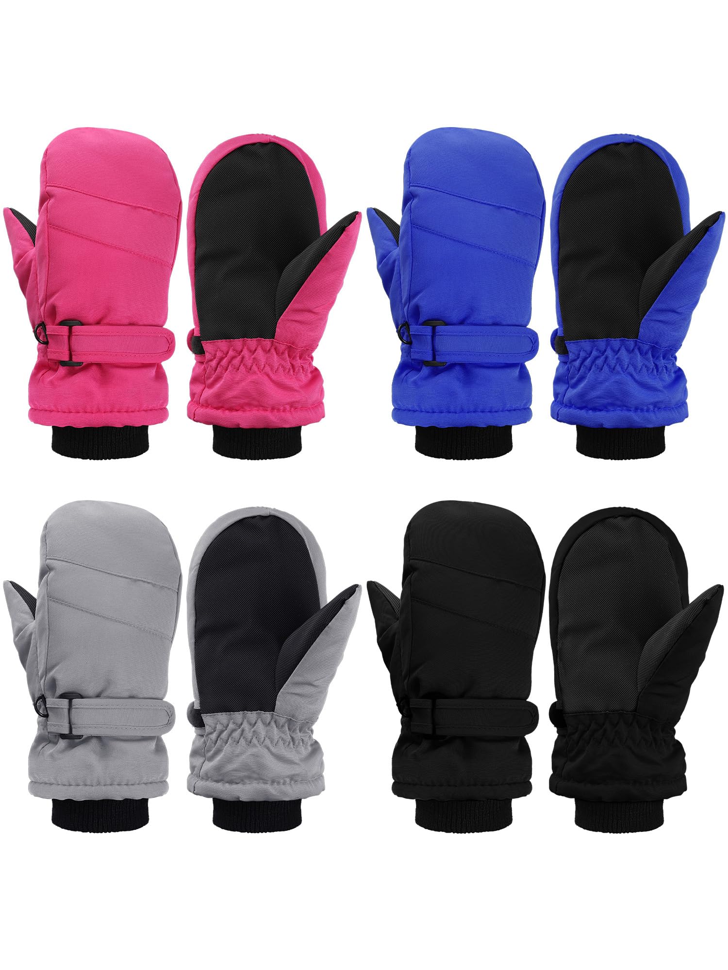 Geyoga 4 Pairs Kids Mitten Waterproof Ski Gloves