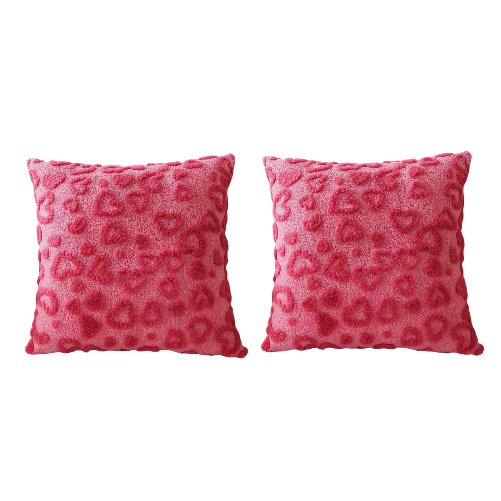 Nucelit 2 Fleece Velutinous Decorative Accent Pillow Protectors with Textured Heart Embroidery Decorative Heart Pillow