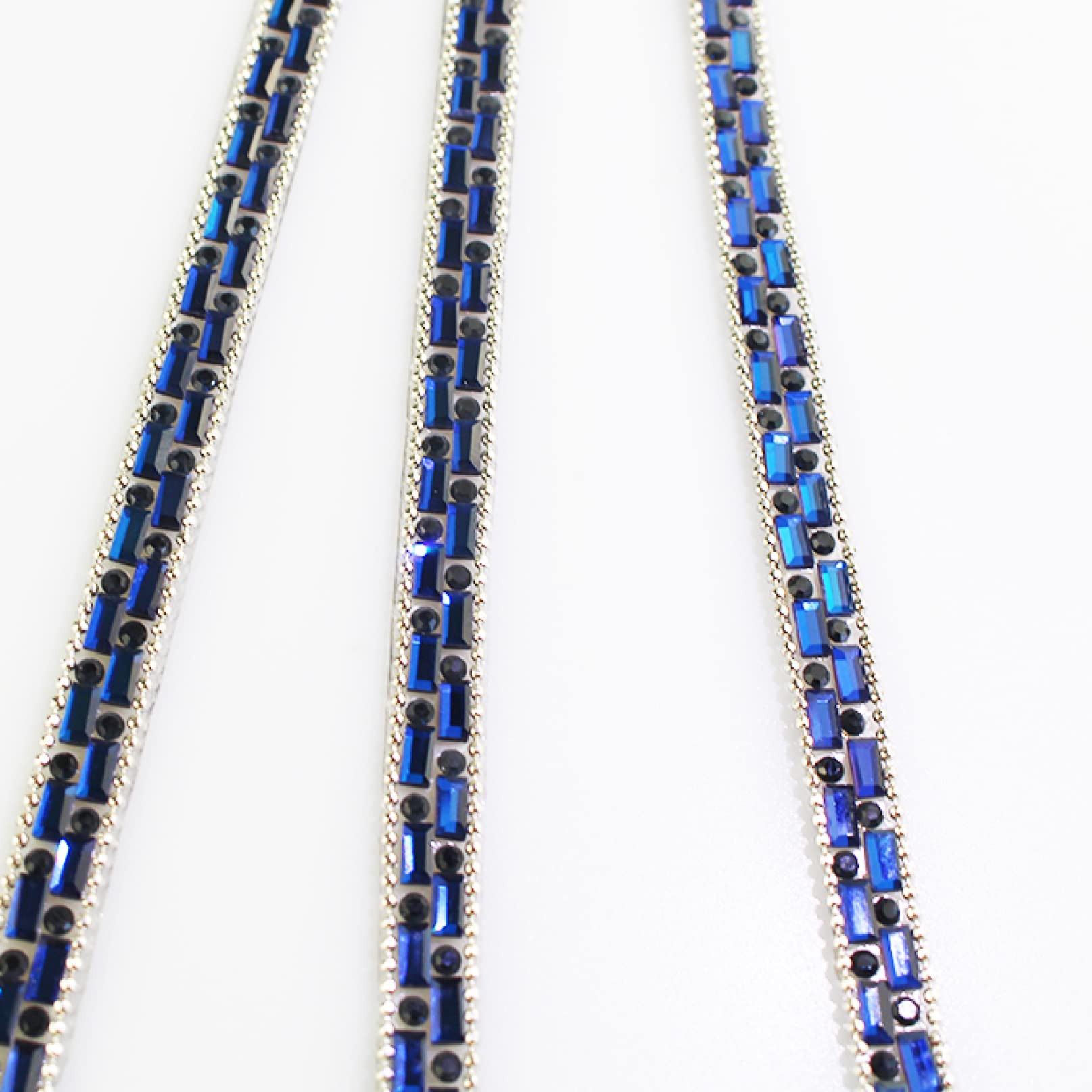 ACiyD 1 Yard Strassbesatz Königsblaues Band Glasband Kristall Strass Dekoration Eisen auf Schuhen Bekleidungszubehör (Color : Blue, Size : 0.8 cm Wide) (Blue 0.8 cm Wide)