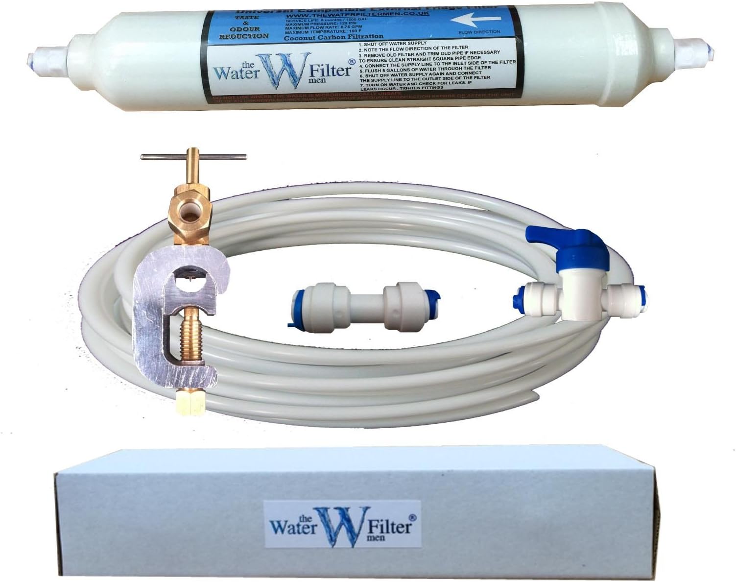 American Fridge Freezer Plumbing Ice Water Kit - Filter, Pipe, Hose Connectors fits Samsung LG Bosch Daewoo GE and All Other Models