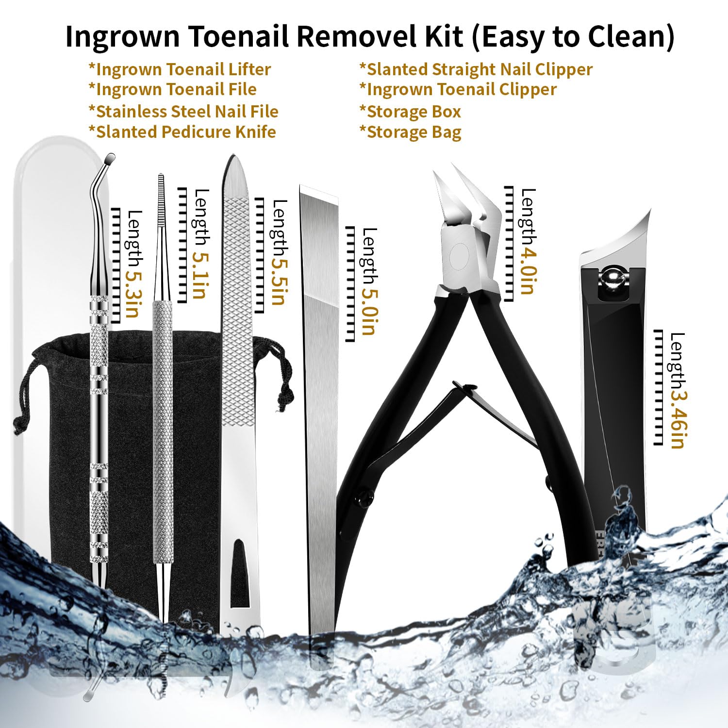 Kit de eliminación de uñas encarnadas, 6 piezas de acero inoxidable, borde recto, oblicuo y curvado, cortadores de uñas para uñas encarnadas, herramienta de pedicura profesional en casa 6