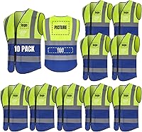 Vista 23 de BeautyWill Chaleco de seguridad con logotipo personalizado, Hi Vis Clase 2, chaleco reflectante de construcción unisex con 5 bolsillos