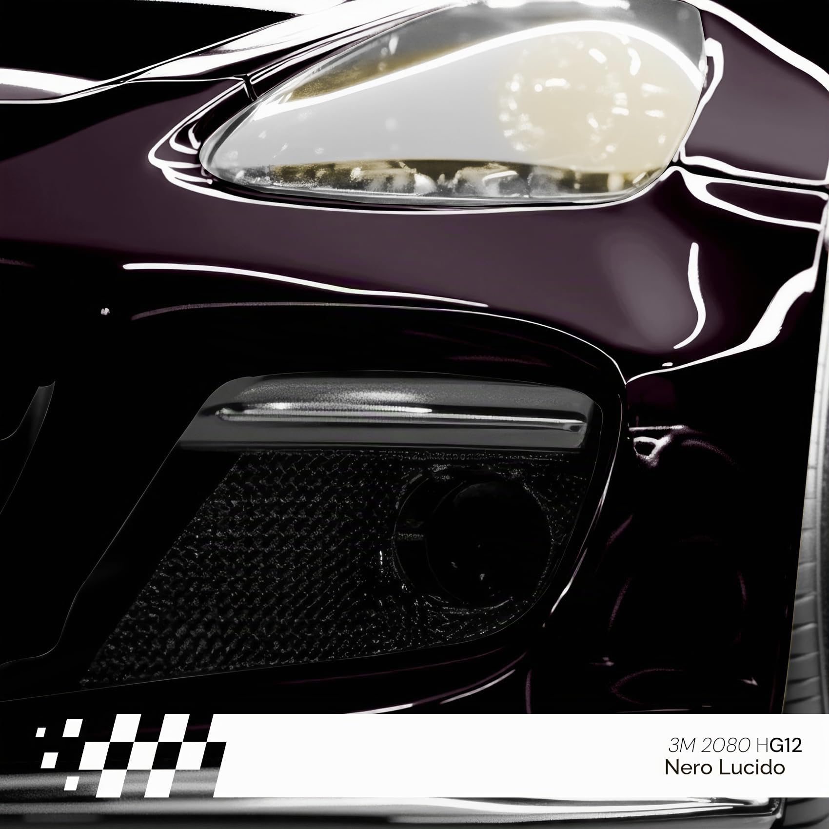 Finest Folia 3M 2080 Pellicola adesiva per rivestimento auto, moto e barche pellicola protettiva 3D con canali d'aria per il rivestimento (HG12 High Gloss Black, 100 x 152cm)