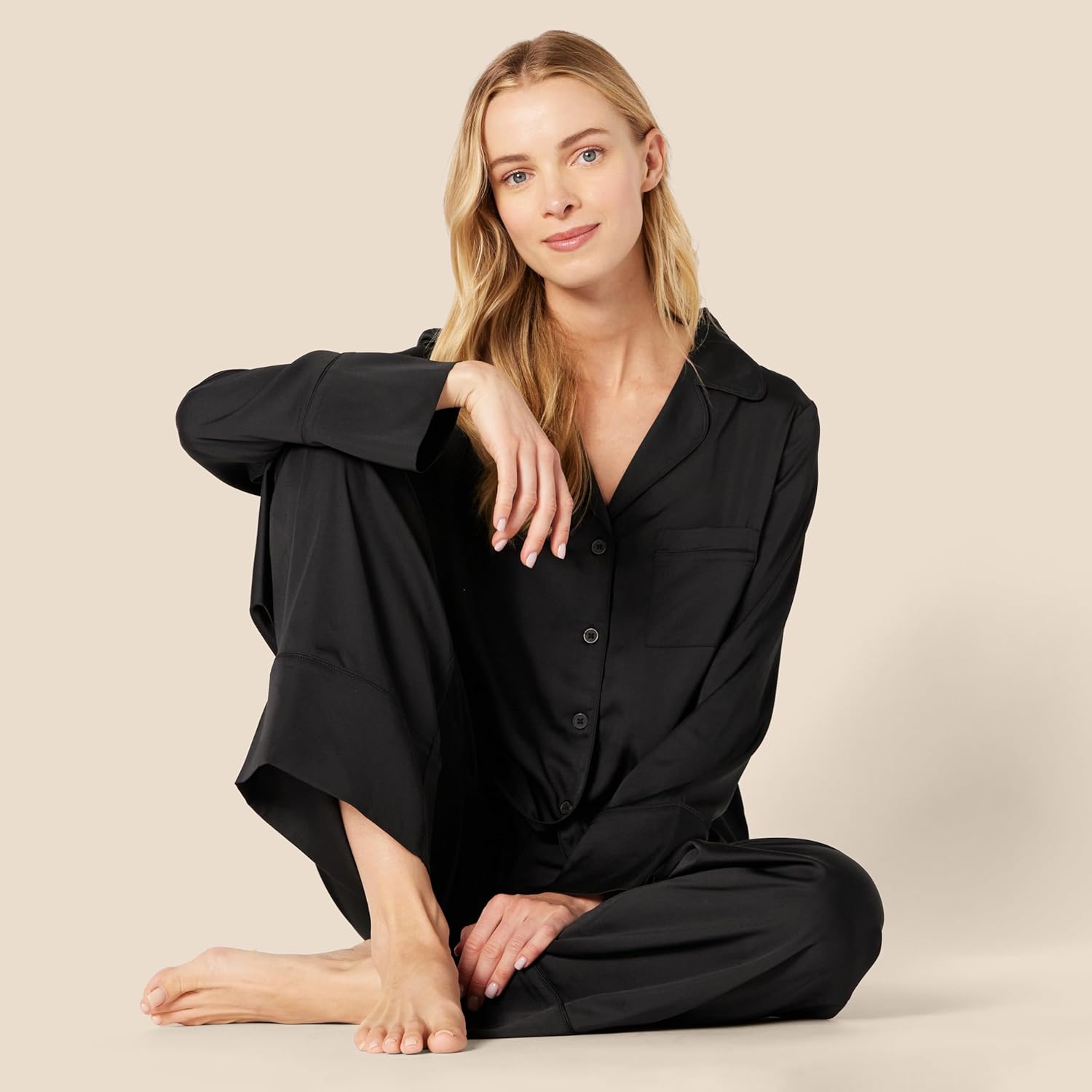 Amazon Essentials Women's Satin Long Sleeve Shirt and Pant Pajama Set - Image 4