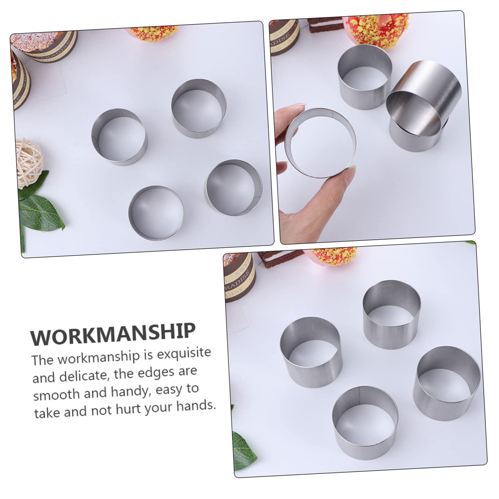 Moule à Gâteau Rond 8 Pièces Bords Lisses et Finition Anti-Traces en Acier Inoxydable pour Pâtisserie et Desserts Mousse Délicats