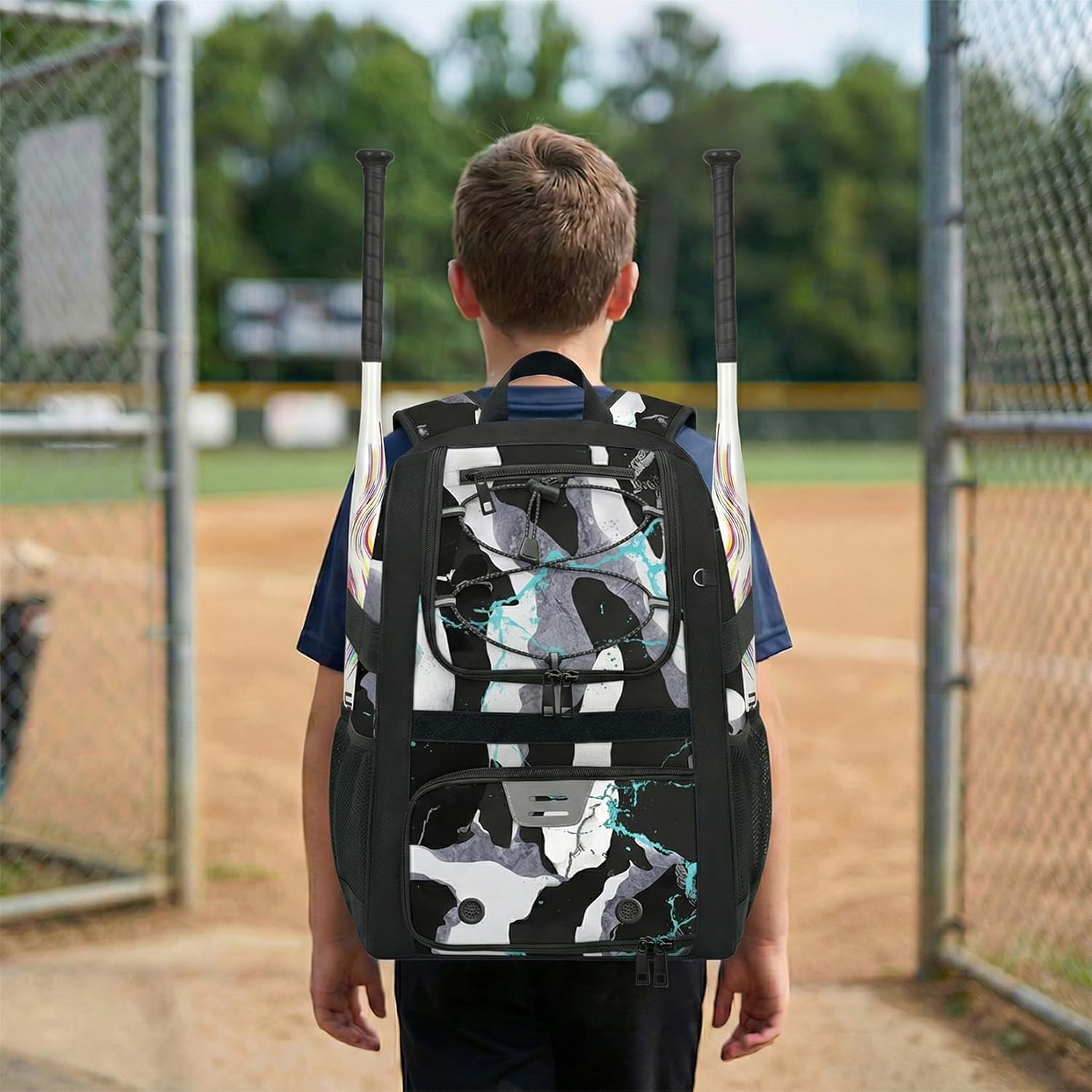 Youth Baseball Bag - Softball Bag for Girls & Boys with Shoes Compartment, Bat Backpack for Baseball, T-Ball & Softball Equipment - Image 6