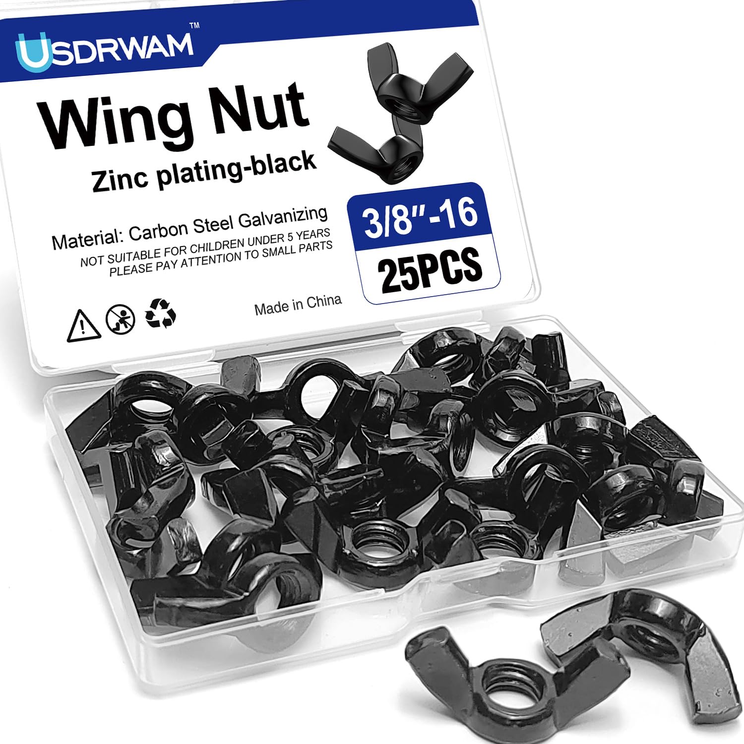 25 Wing Nuts - Black Zinc Plated Steel -1 25 Wing Nuts - Black Zinc Plated Steel -1