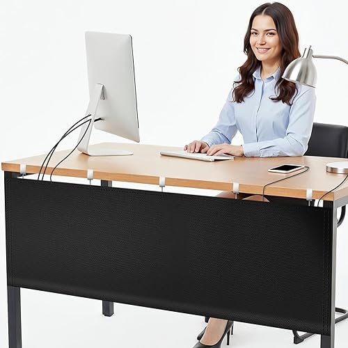 UNIFAMILY 60'' No Drill Under Desk Privacy Panel with Cable