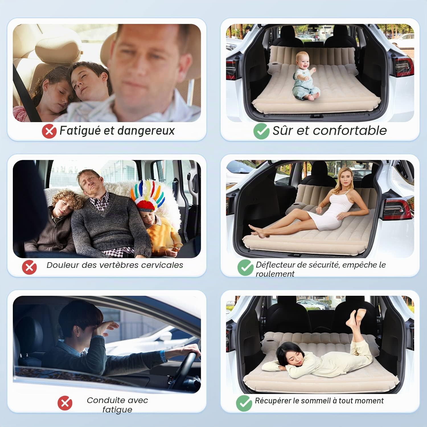 Pneumatique Model 3 Voiture Voyage Arrière Siège Air Lit Matelas Gonflable Camping Détente Sommeil pour Model 3 Model S Model X 5 seat