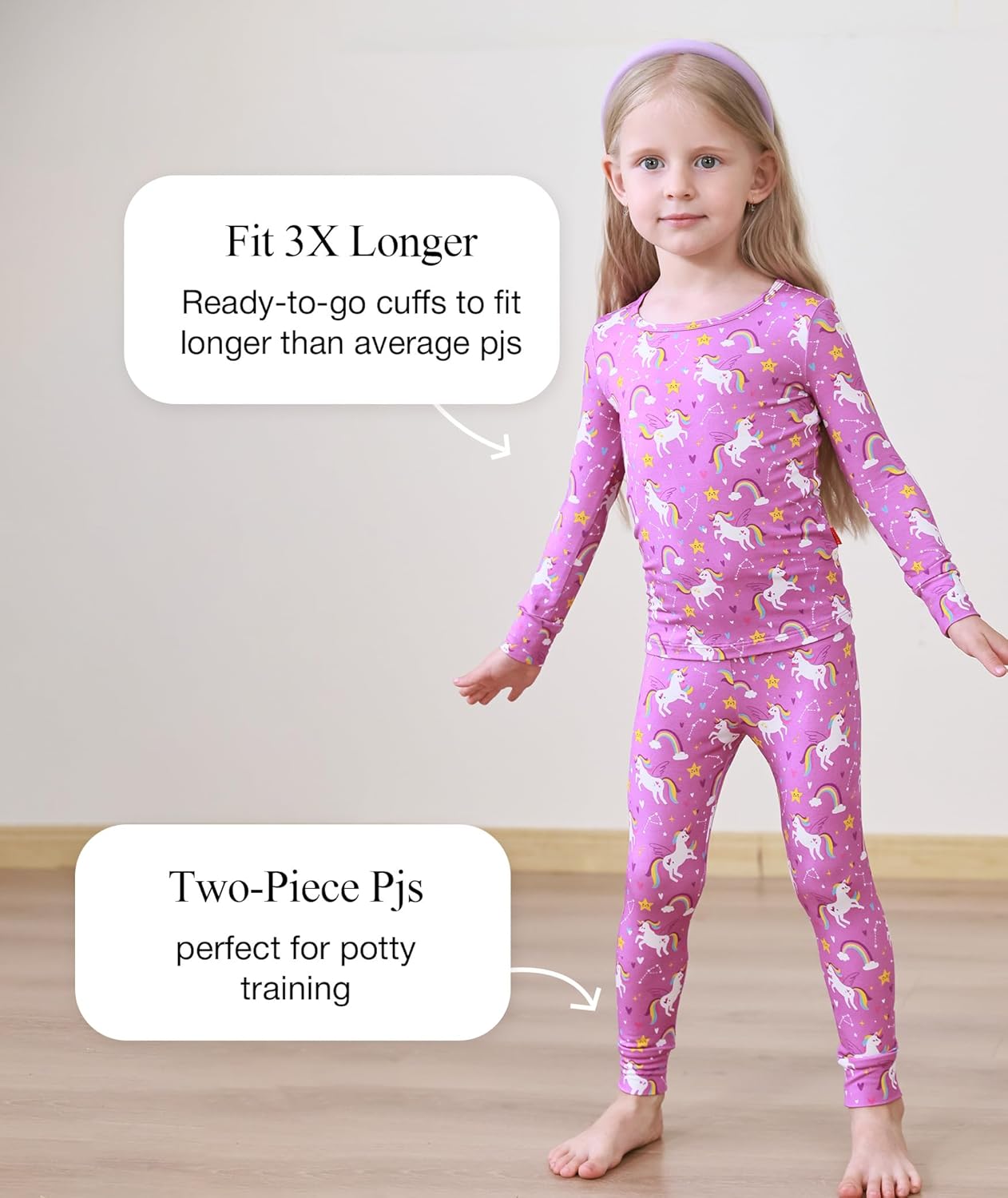 Bamboo Viscose Pajamas Toddler Boys Girls, Snug Fit Long Sleeve Top and Pants Kids Pjs - Image 3