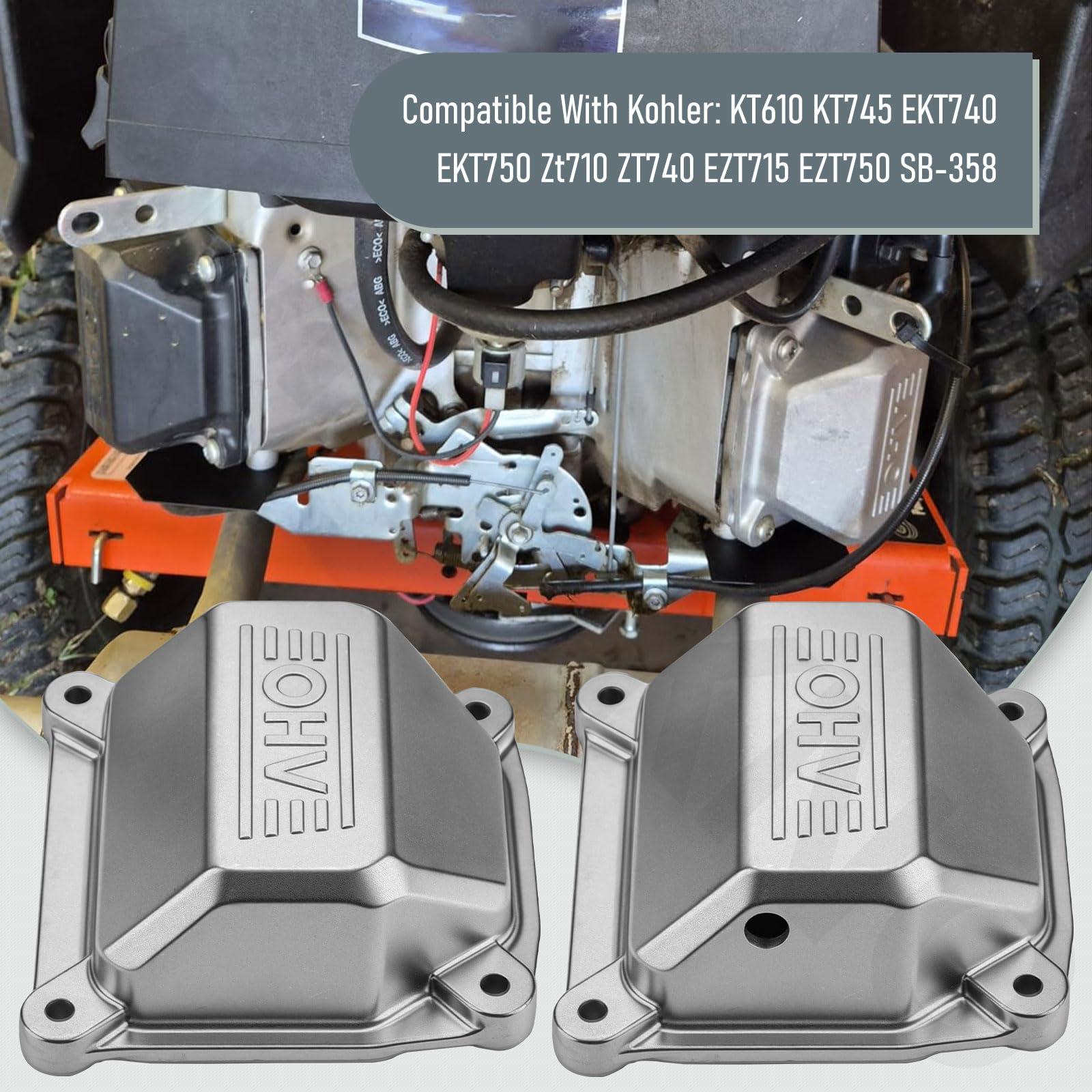 Kit de readaptación de cubierta de válvula de aleación de aluminio 32 755 49-S 32-755-49-S compatible con Kohler KT610 KT745 EKT740 EKT750 Zt710 ZT740 EZT715, para 5400 6600 7000 7500 Serie EFI