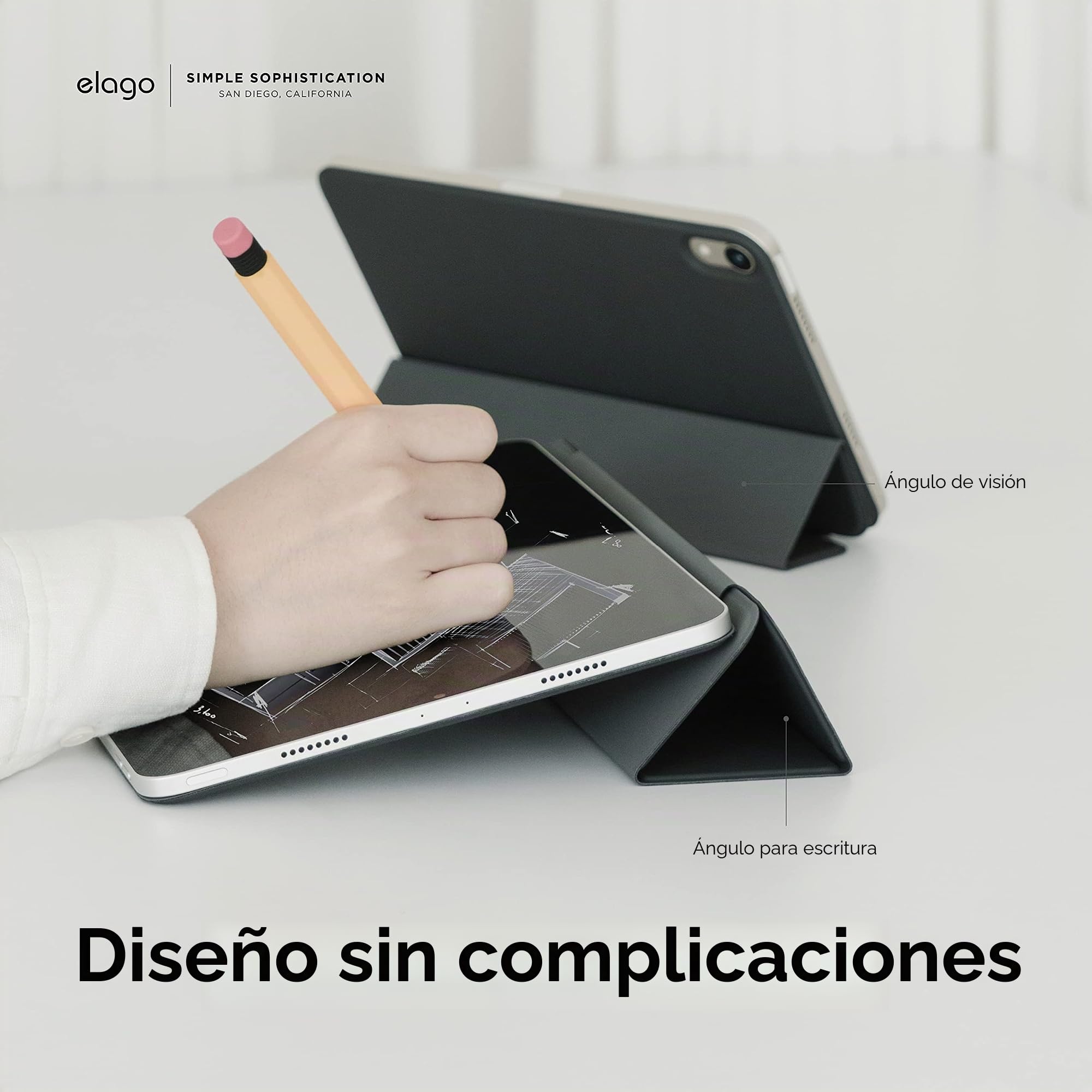 elago Funda Folio Magnética con Placa Trasera para Metal | Compatible con iPad Air 11 M4/M3/M2, iPad Air 5.ª/4.ª Gen, iPad Pro 1.ª Gen y Apple Pencil [10,9 Pulgadas] (Gris Oscuro)