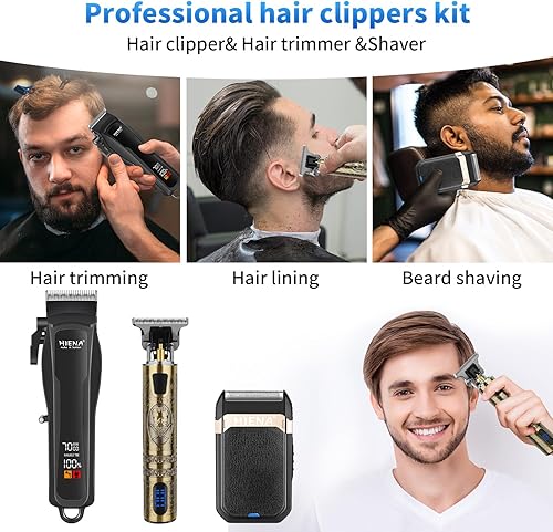 Miniatura 7 de HIENA PRO Cortadora de pelo profesional inalámbrica para hombres, recortadora de barba con hoja en T y afeitadora de aluminio, kit de peluquería