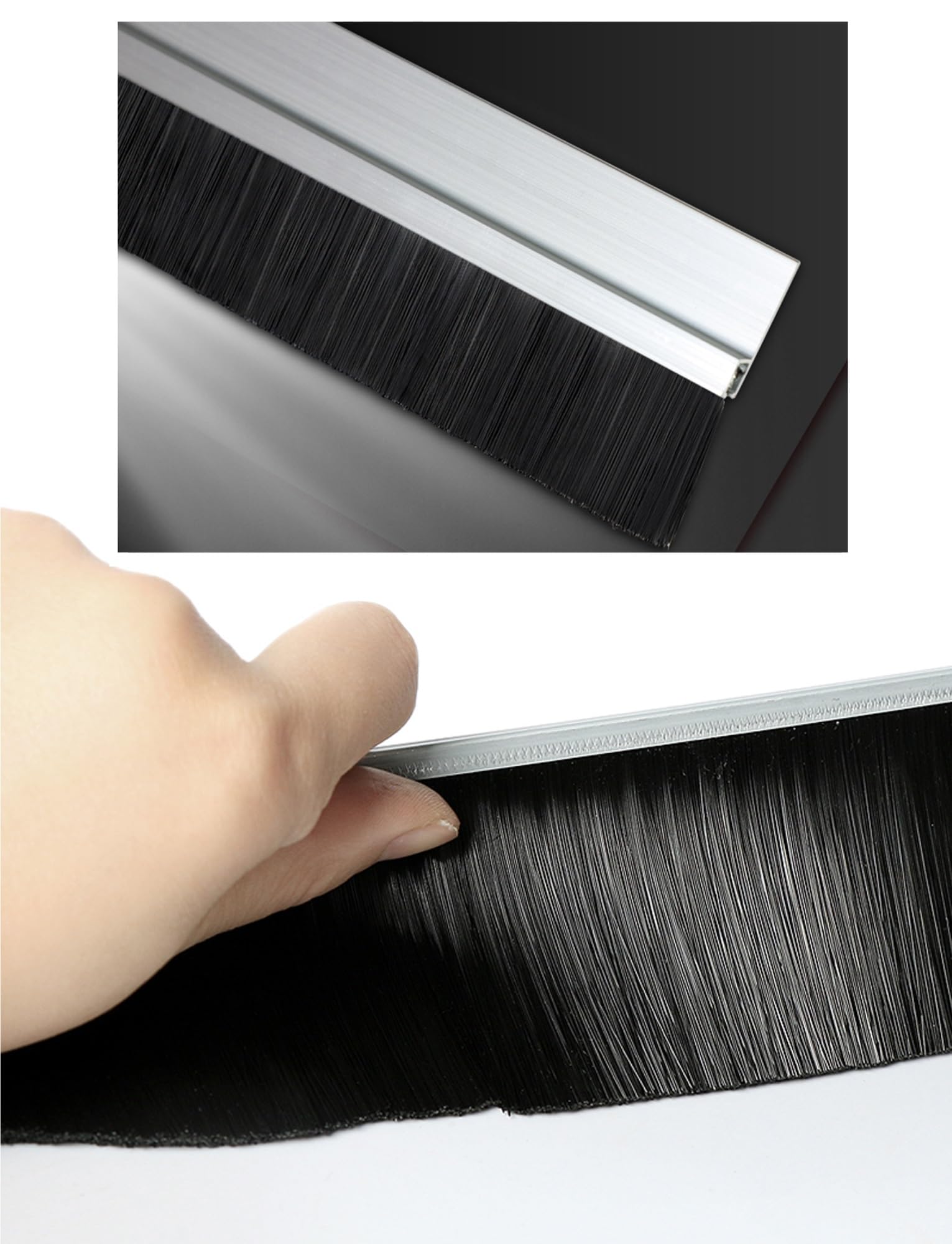 Türbürstendichtung, 100 cm H/F/T Bürsten-Türfeger aus Aluminiumlegierung for Türspalten, industrielle Verwendung, mehrere Größen(1(H),200mm)