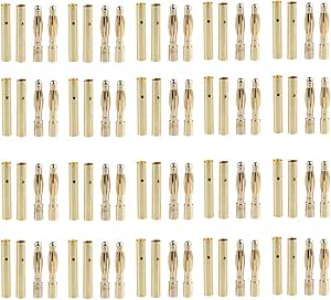 Vktech 20 Pairs Bullet Banana Plug Connector for RC Battery Gold Plated New (2 mm)