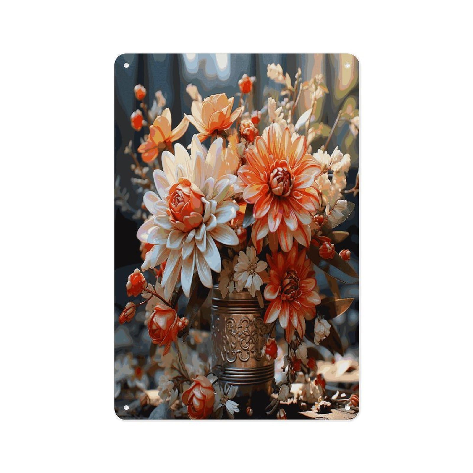 Fekiloot Style Orange Flowers Wall Decor Metal Signs Tin Signs Poster