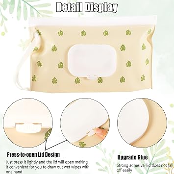 FEBSNOW 6 Pack Baby Wipes Dispenser, Portable Refillable EVA Wipe Holder | Zip Locking Seal, Holds Over 60 Wipes, Keep Wipes Fresh, Wrist Loop Travel, Reusable Wipes Case, Baby Travel Wet Wipes Pouch