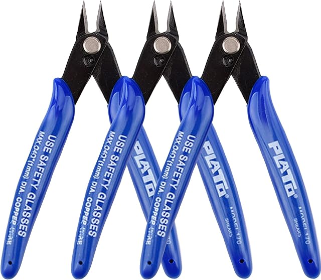 Wire Cutters, 3pcs Side Cutters Cable Cutters Precision Flush Cutters Wire Strippers Electrical Snips Electrical with Soft Grip for Jewelry Craft DIY