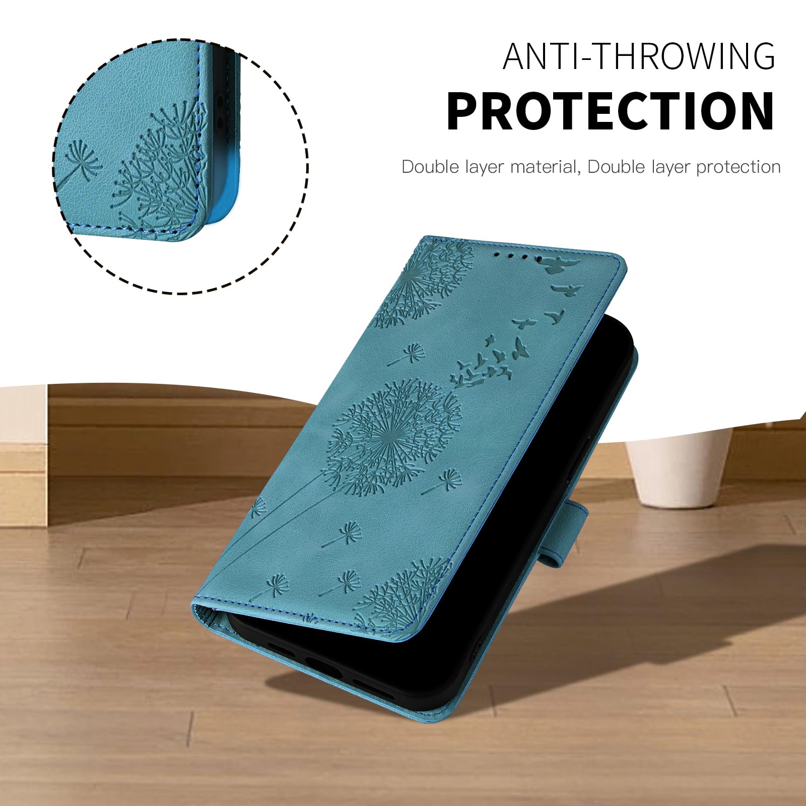 Funda Tipo Cartera Para Google Pixel 8 – Protectora Con Cremallera, Ranuras Para Tarjetas Y Soporte – Azul