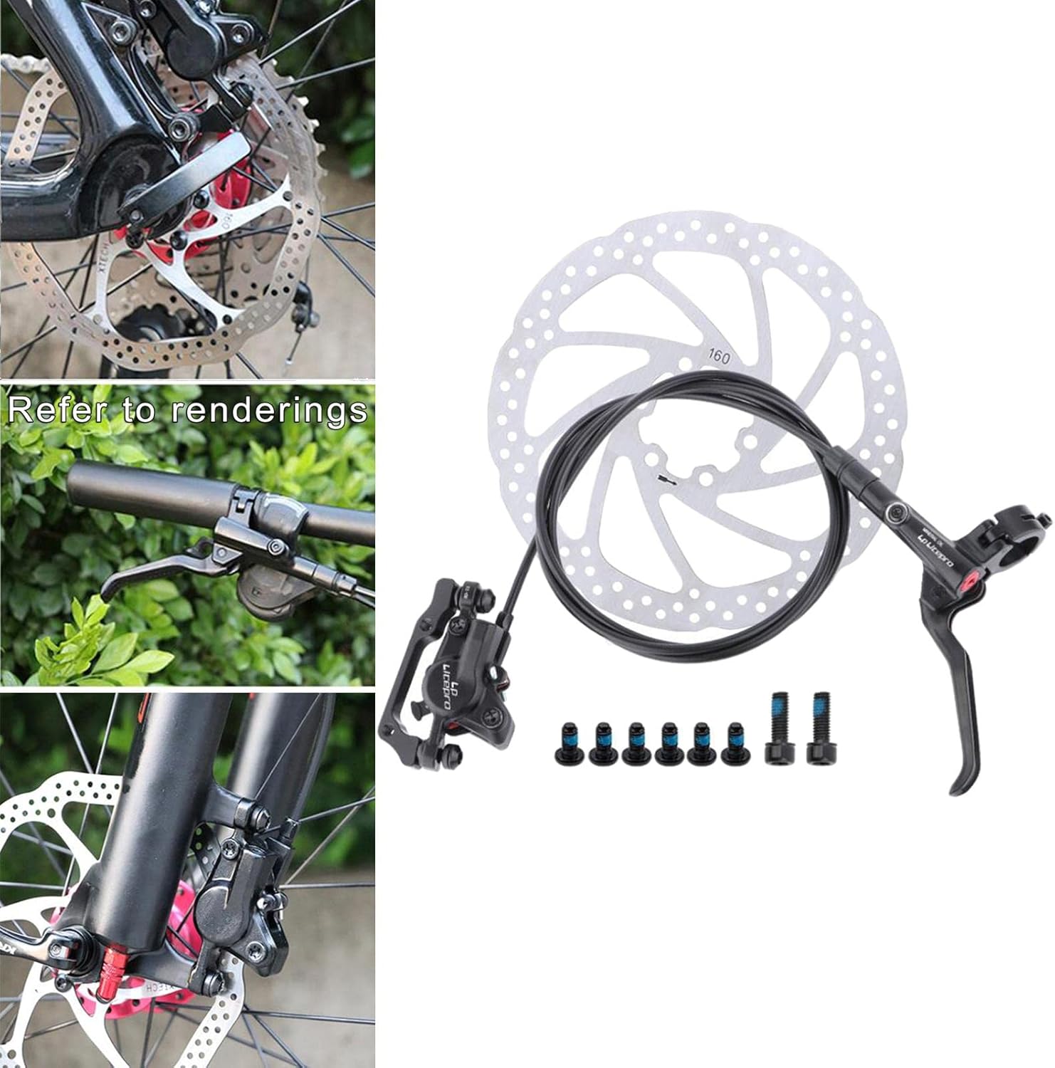 High Performance Oil Pressure Disc Brake Set for LP Litepro Folding Bike, Aluminum Alloy, Leak-proof, Mountain Bike Integrated Brake, Front and Rear Hose Included, Bike - Rear Left and Disc