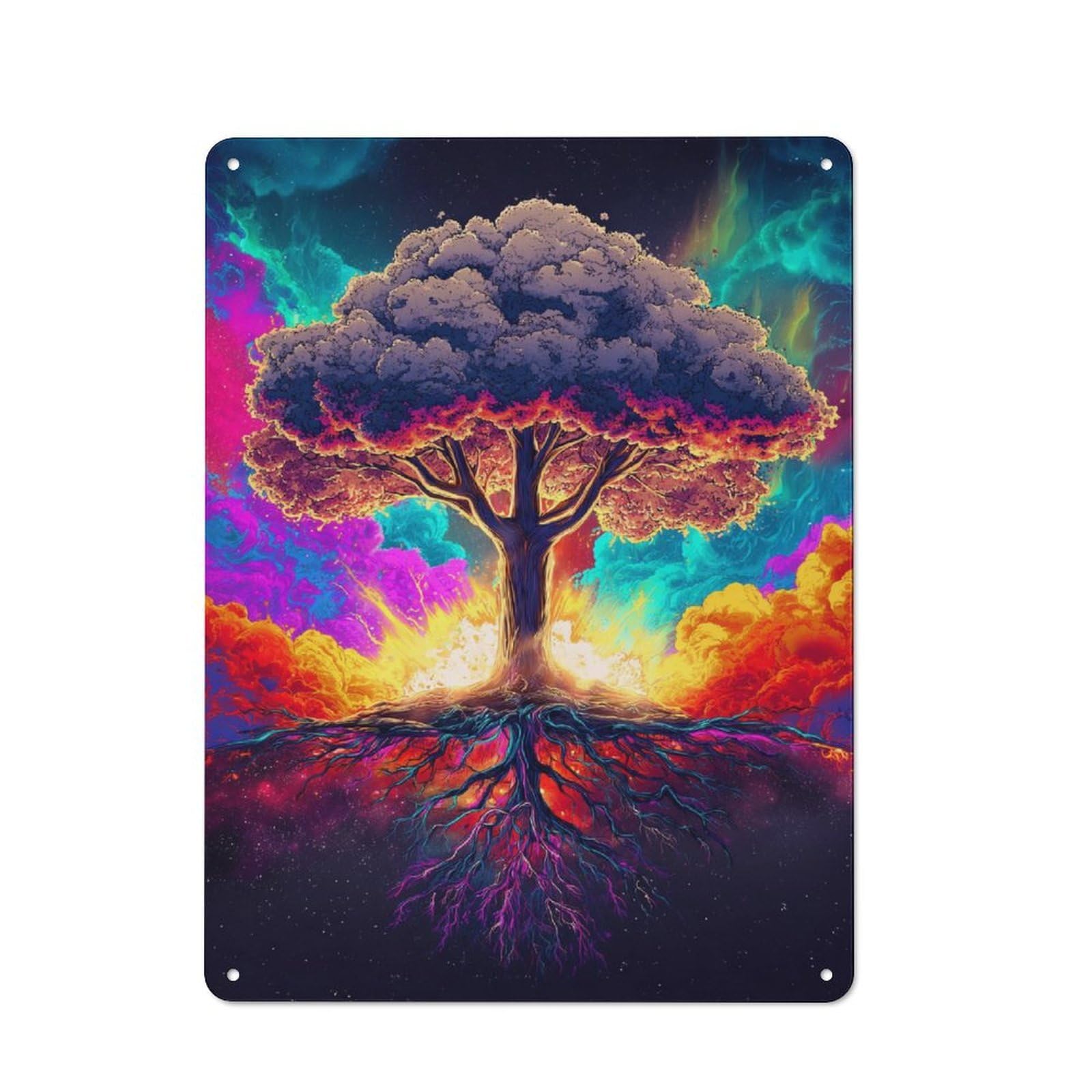 Colorful Cosmic Tree Metal Wall Art Sign 40x30cm, Vintage Vintage Wall Decor for Lounge, Study, Pub Or Wall Gallery