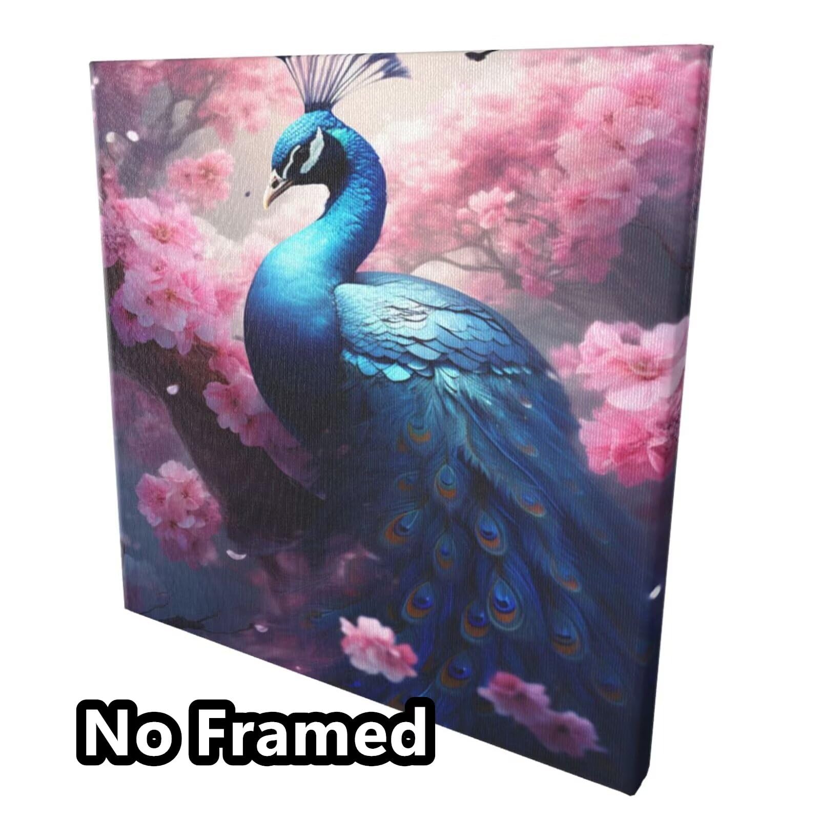 Malen nach Zahlen MK283 Malen-nach-Zahlen-Set für Erwachsene, Motiv: Pfau, Blume, Malen nach Zahlen für Anfänger, Acryl-Peinture a Numero mit 6 Pinseln, DIY-Ölgemälde, Kunsthandwerk für