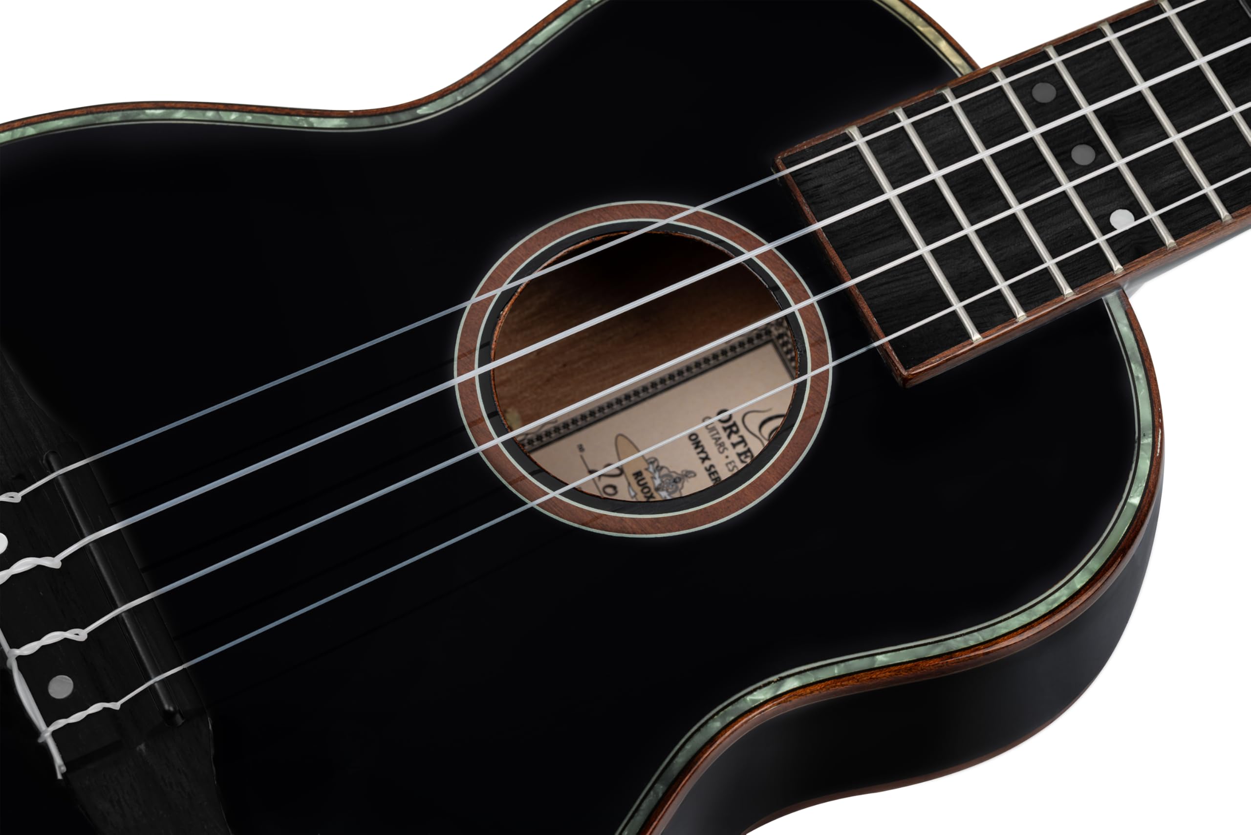 Ortega Guitars Ukulele Soprano Acustico – Onyx Series – Gig Bag Inclusa – Abete Rosso / Mogano, Black (RUOX-SO)